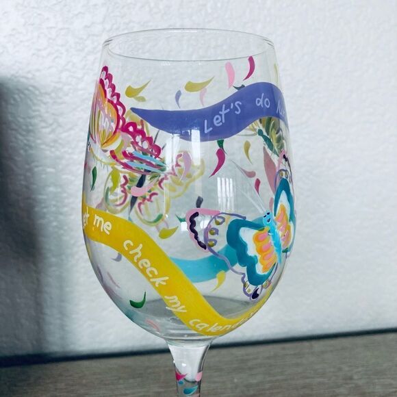Lolita Social Butterfly Hand Painted Wine Glass - Picture 6 of 7